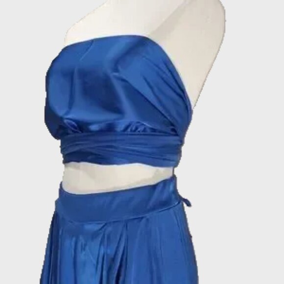 SHEIN M, SATIN BLUE FULD'S PANTS - Picture 3 of 9